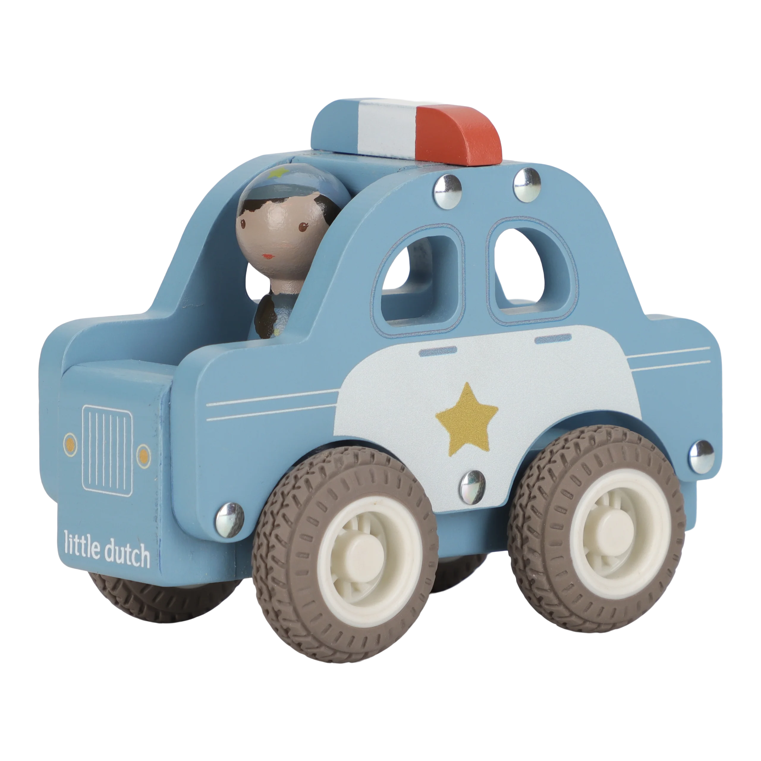 Voiture de police en bois FSC – Jouet d’éveil et jeu de rôle – Image 5