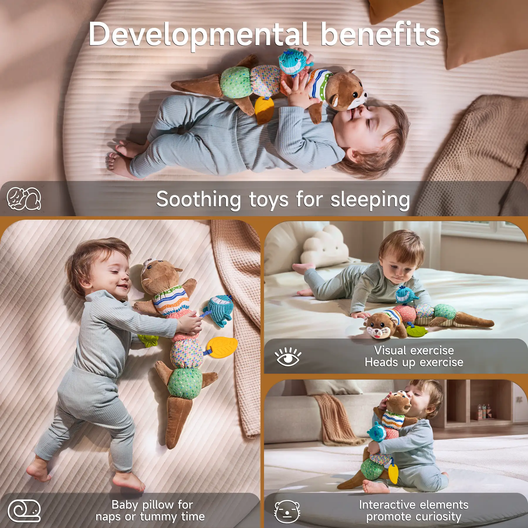 Peluche Loutre d’activités pour bébé - jouet sensoriel et d’éveil – Image 5