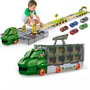 Circuit Voiture Enfant - Camion Dinosaure Transporteur | DinoRacer