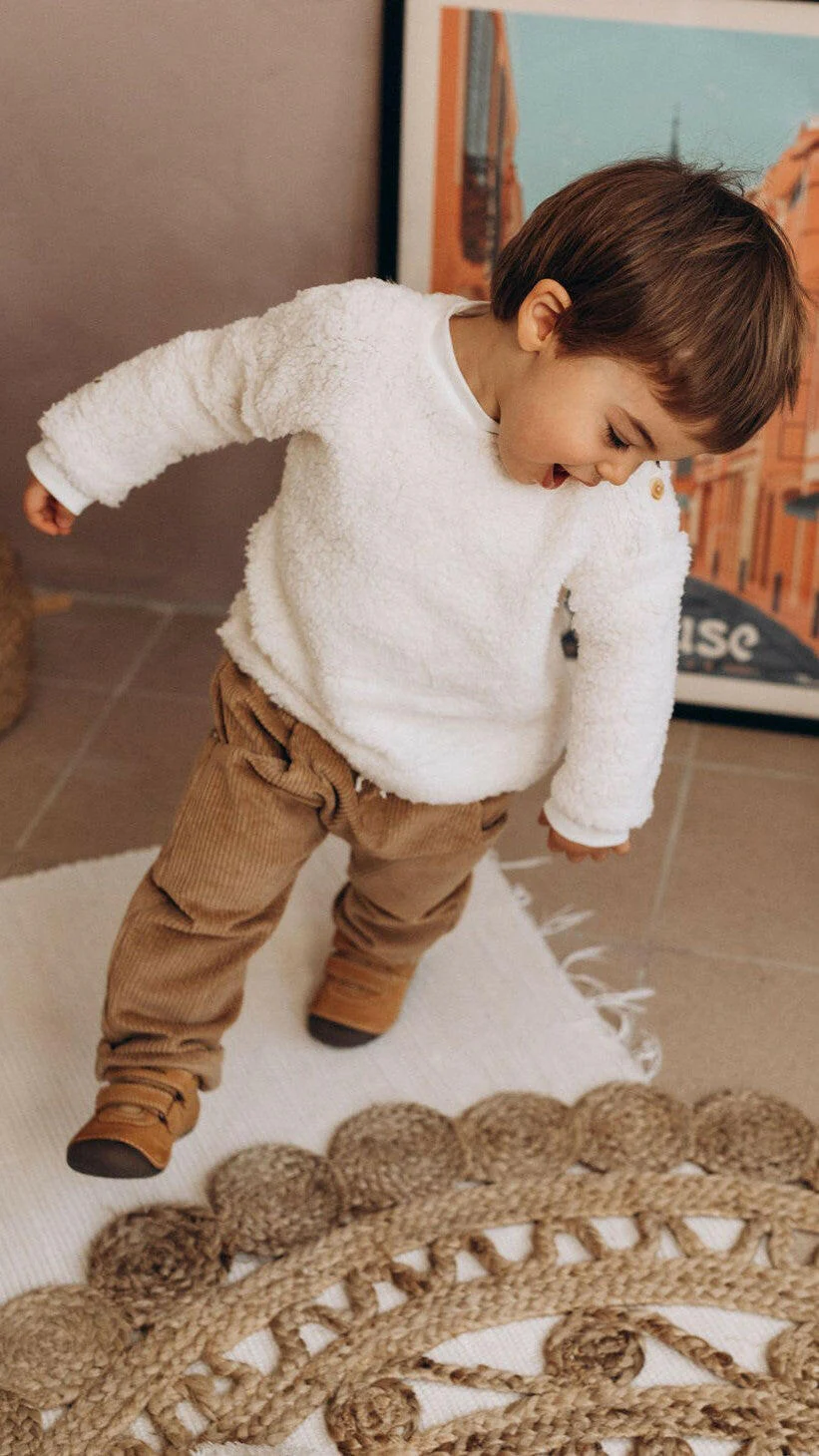 Sweat mouton bébé en fausse fourrure moumoute sherpa écru et coton BIO – Image 8