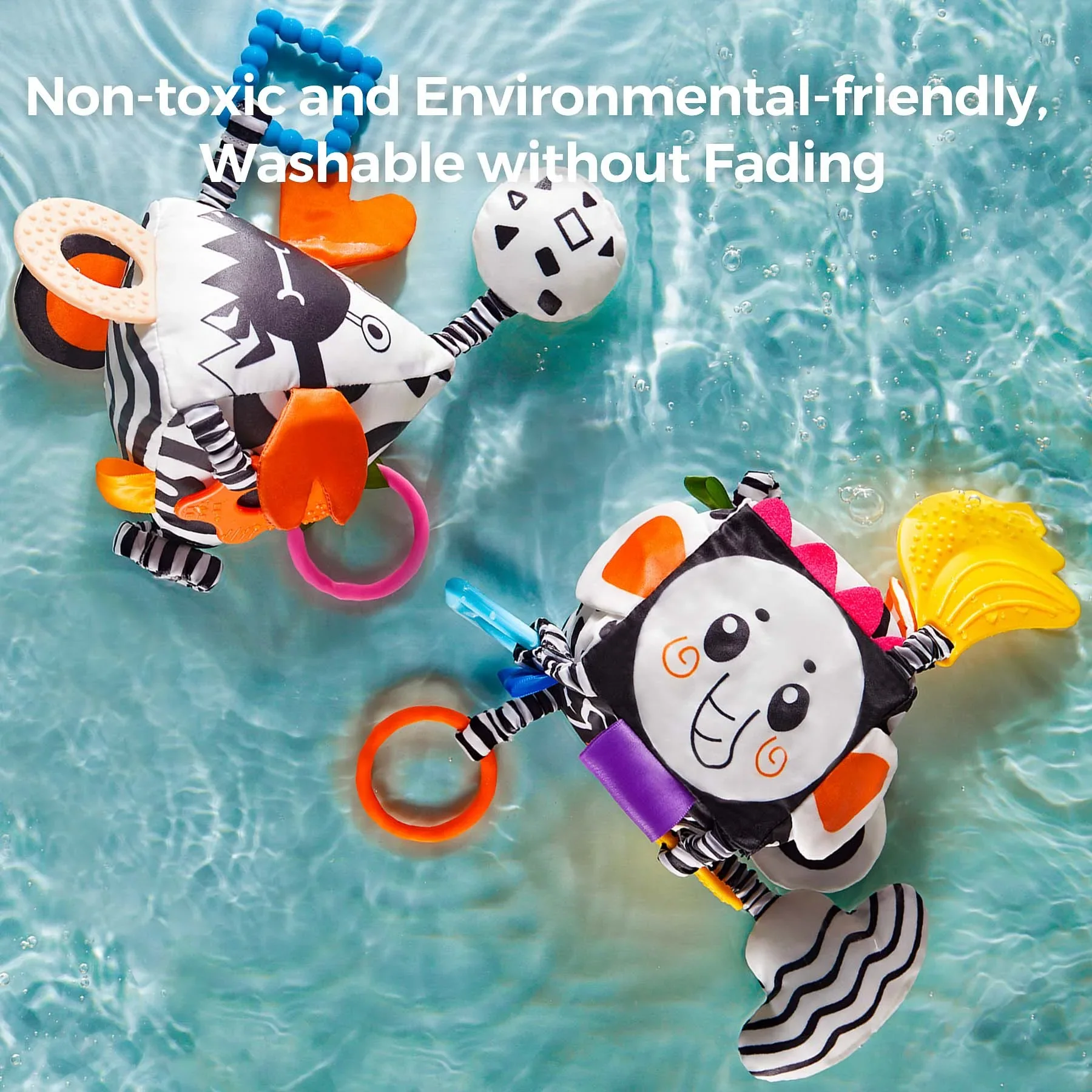 Jouet bébé à suspendre noir et blanc – pour poussette et arche d’éveil – Image 8