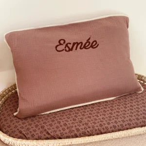 COUSSIN PERSONNALISABLE - DOUBLE GAZE CHÂTAIGNE