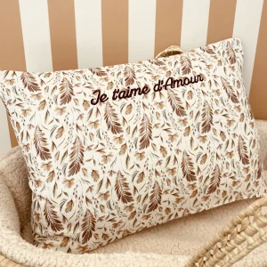 COUSSIN PERSONNALISABLE - DOUBLE GAZE FEUILLES SAUVAGES