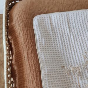 Housse de matelas à langer en double gaze de coton BIO camel uni