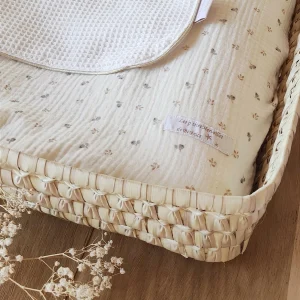 Housse de matelas à langer rectangle en double gaze de coton BIO "Augustin"