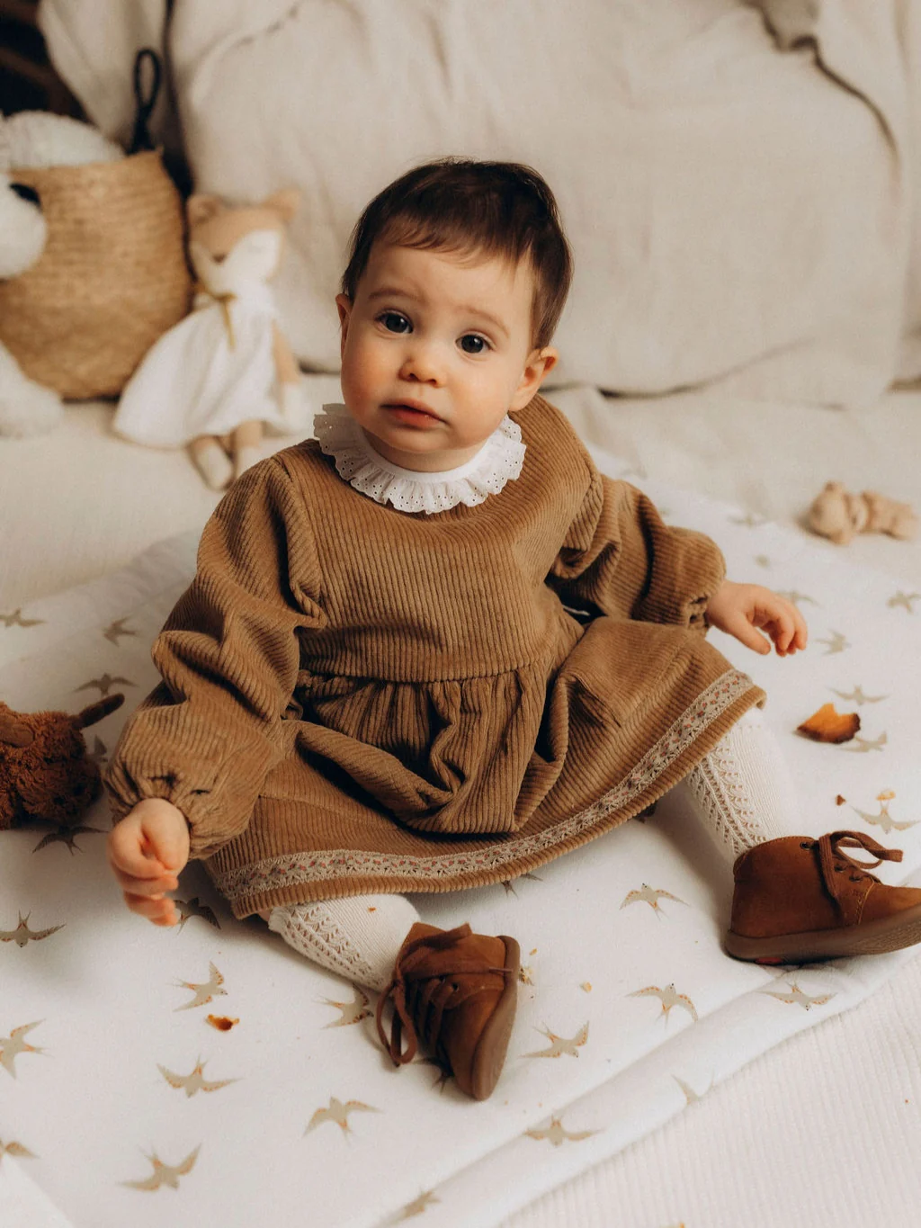 Chaussettes hautes bébé en coton doux et soyeux écru ajouré pointelle côté – Image 4