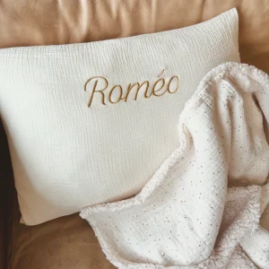 COUSSIN PERSONNALISABLE - DOUBLE GAZE CRÈME