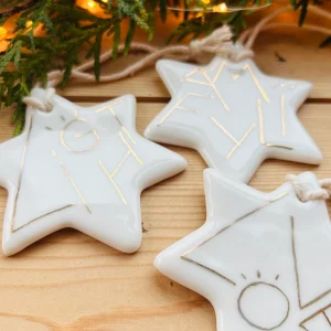 ÉTOILE MESSAGE EN PORCELAINE / OR