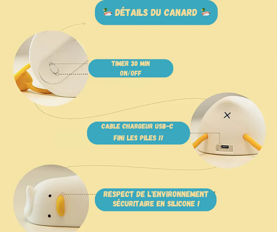 Veilleuse Canard Bébé - Lumière Douce Sommeil Enfant | Les Petiots™ – Image 9