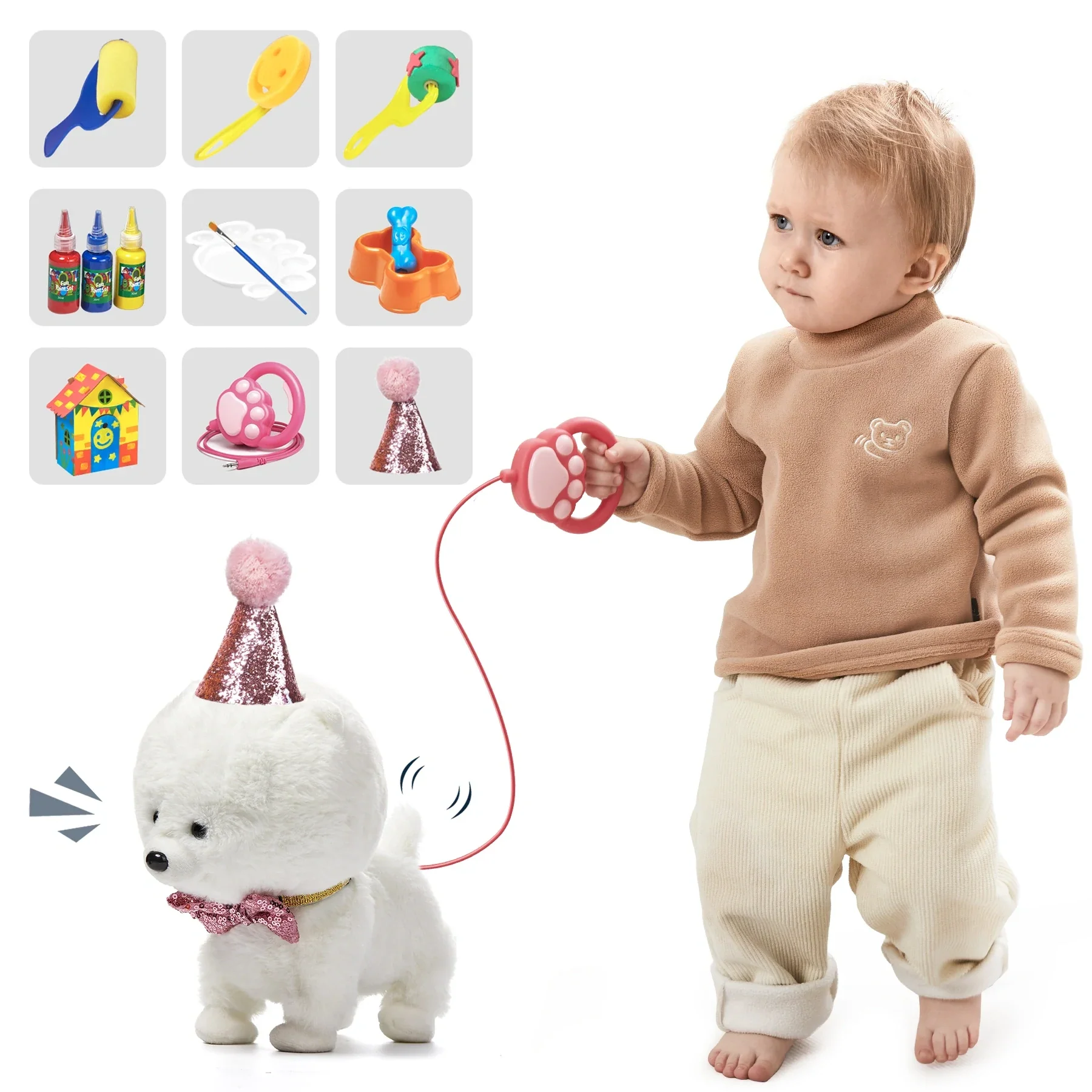 Chien jouet interactif réaliste avec laisse qui marche et aboie – Image 8