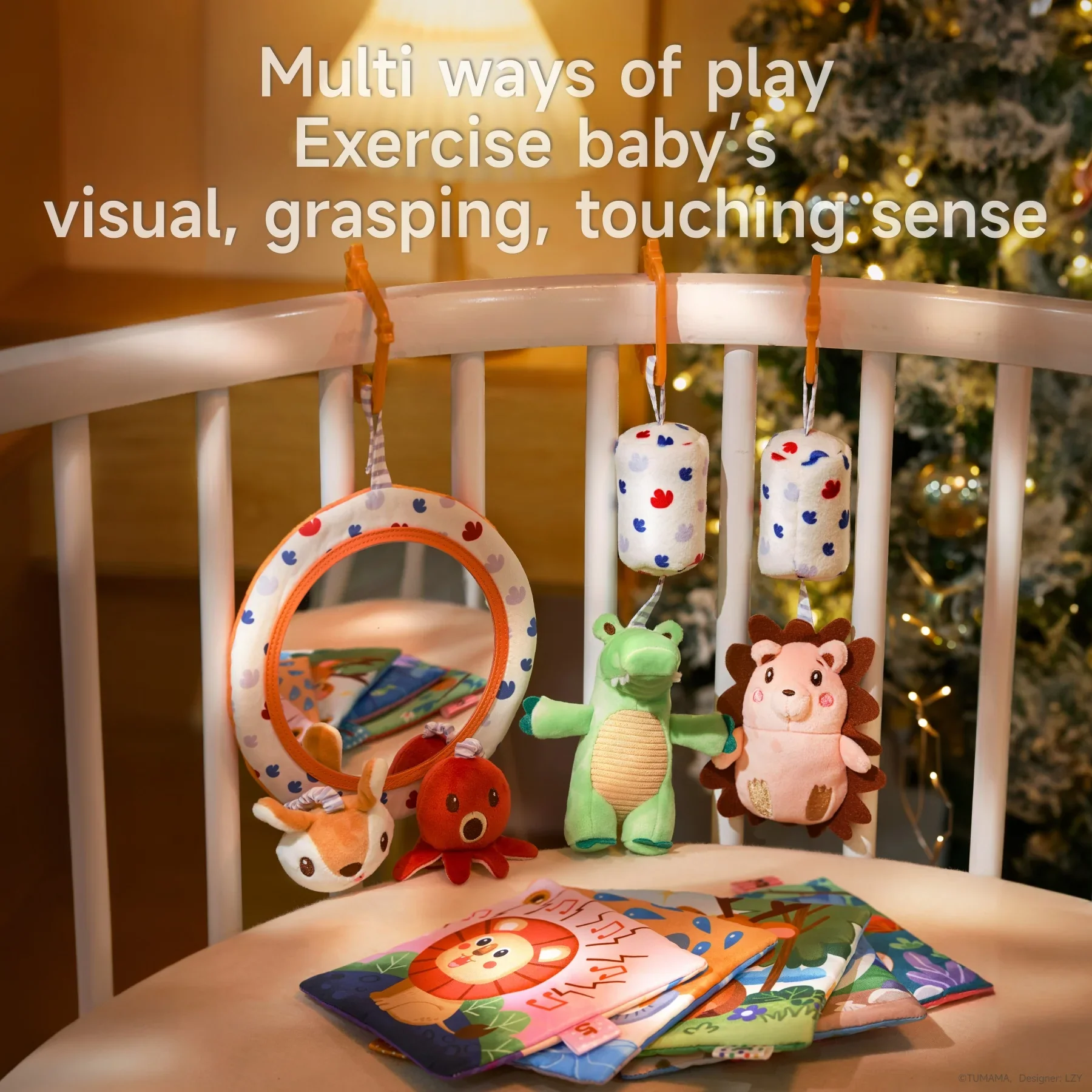 Ensemble de jouets pour bébé – Miroir, hochet et livre bruissant – Image 3