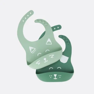 Lot de 2 bavoirs bébé en silicone BIB'ISY