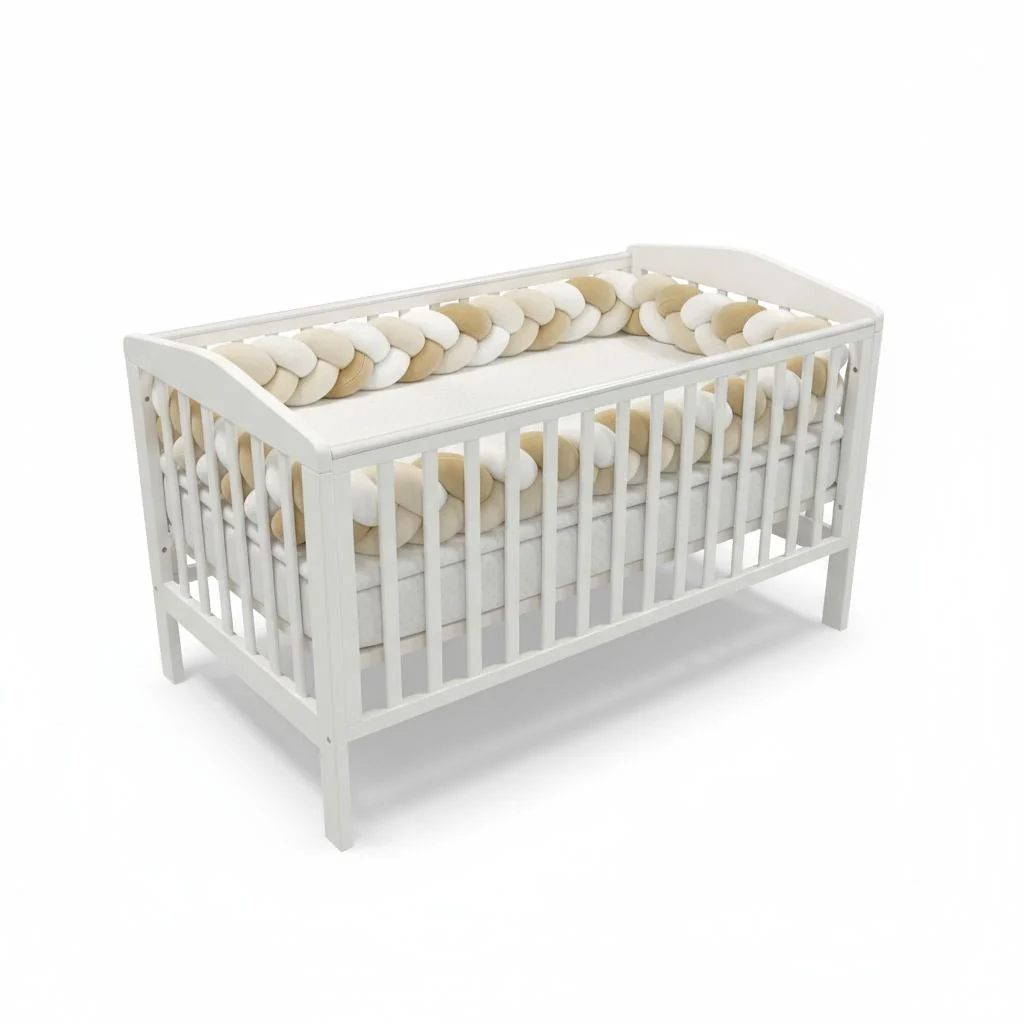 Contour de lit bébé – Tressé 3 couleurs (Beige, Blanc, Sable) – Image 4