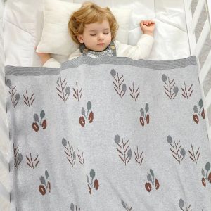 Couverture Bébé Tricot - Gris – Brodée, Respirante et Élégante