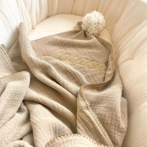 COUVERTURE GAZE DE COTON - BEIGE LIN DORÉ