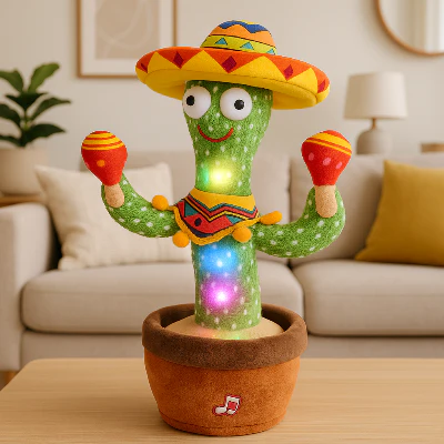 Peluche Interactive | Cactus Lumineux qui danse, chante et répète – Image 3