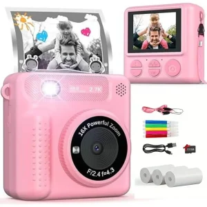 Appareil Photo Enfant – Impression Thermique – PixiPlay™ Rose