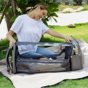 Sac à dos à langer 2-en-1 avec lit de voyage pour bébé